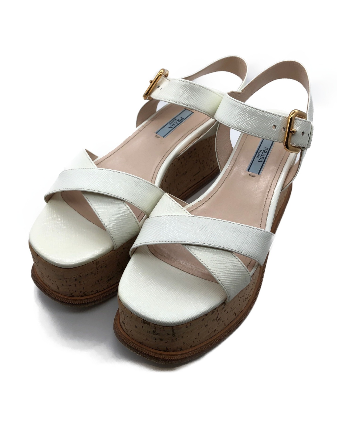 中古・古着通販】PRADA (プラダ) コルクソールサンダル ホワイト