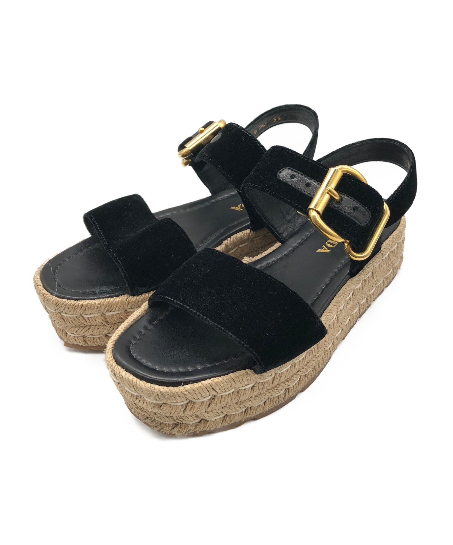 中古・古着通販】PRADA (プラダ) エスパドリーユサンダル ブラック