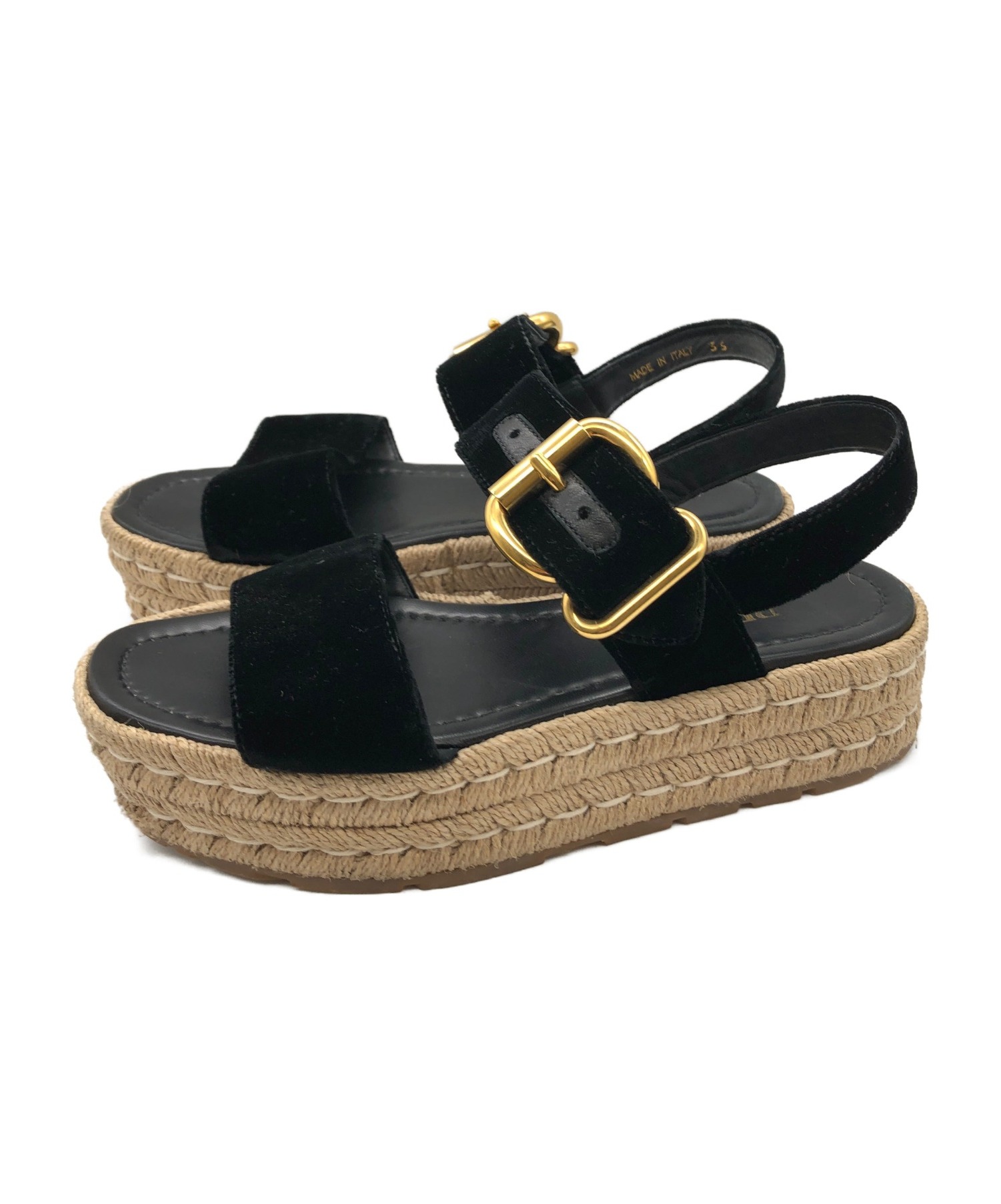 中古・古着通販】PRADA (プラダ) エスパドリーユサンダル ブラック