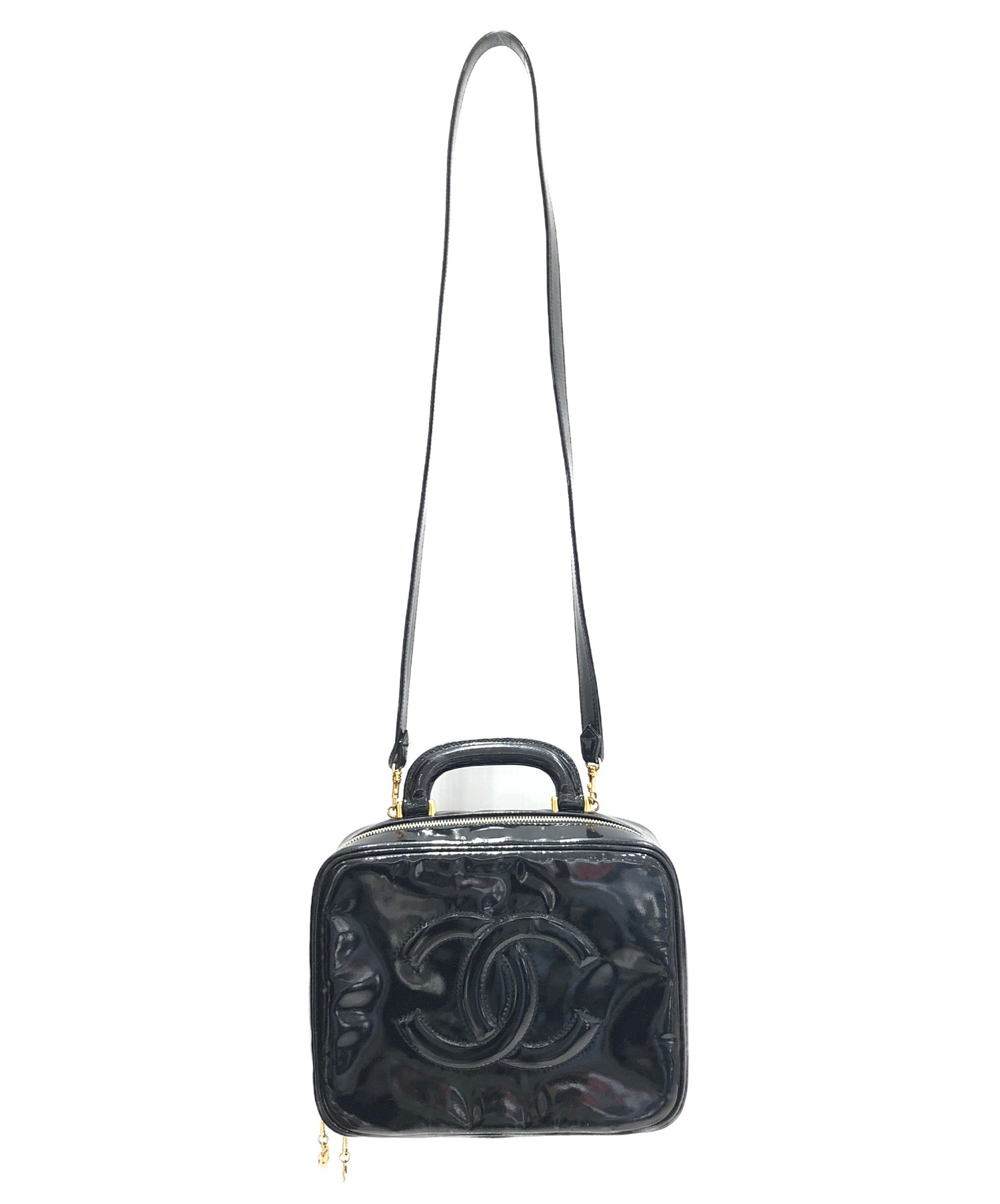 中古・古着通販】CHANEL (シャネル) バニティバッグ ブラック エナメル