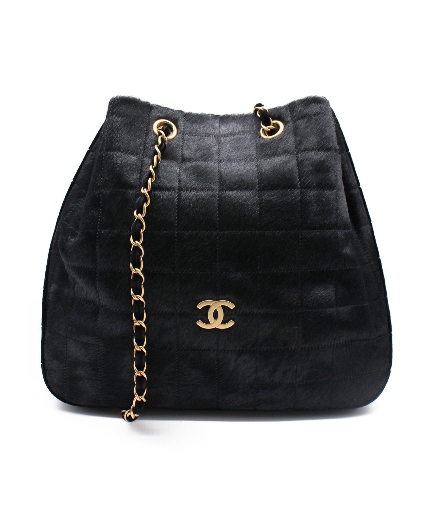 中古・古着通販】CHANEL (シャネル) 巾着ショルダーバッグ ブラック