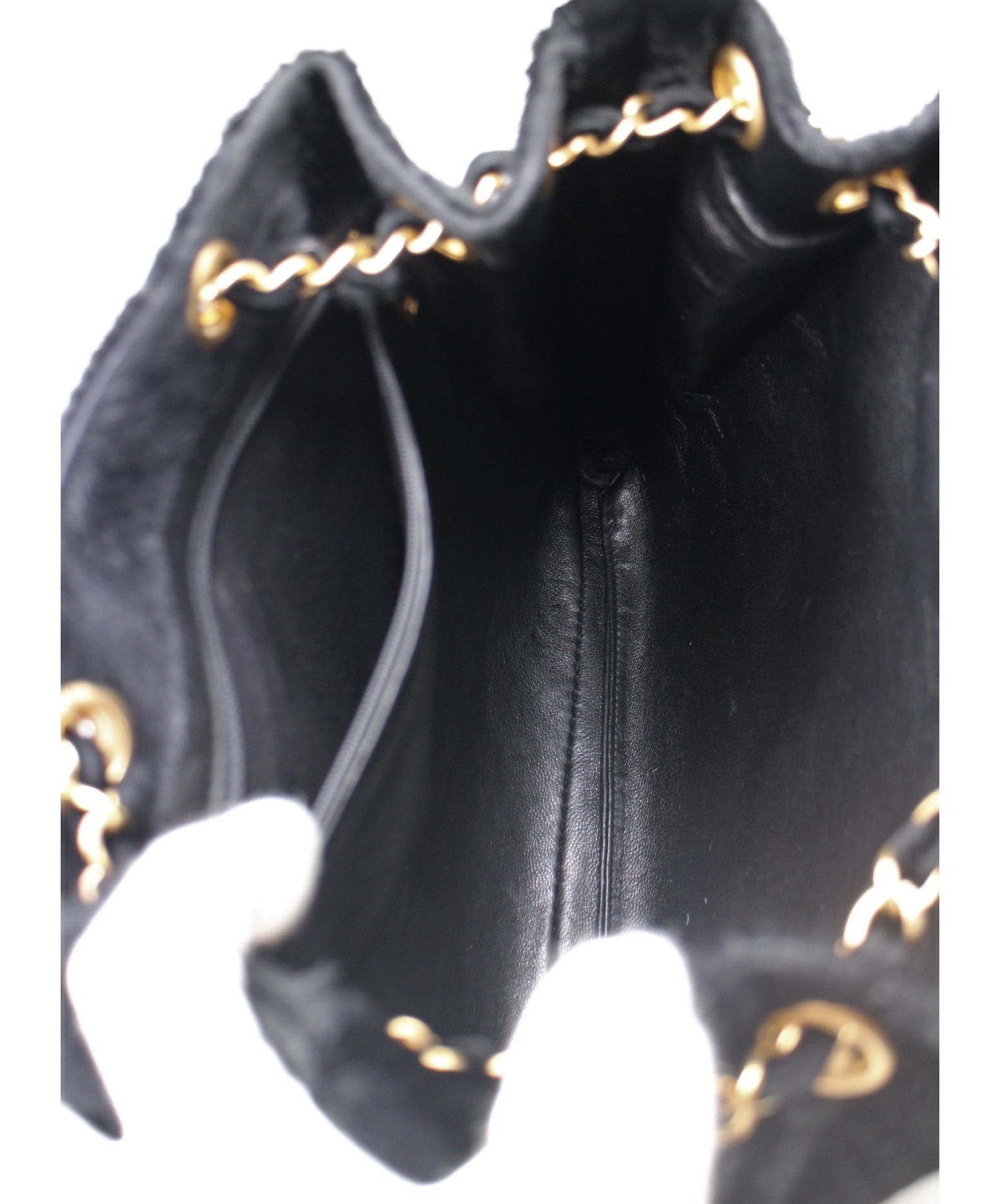 中古・古着通販】CHANEL (シャネル) 巾着ショルダーバッグ ブラック