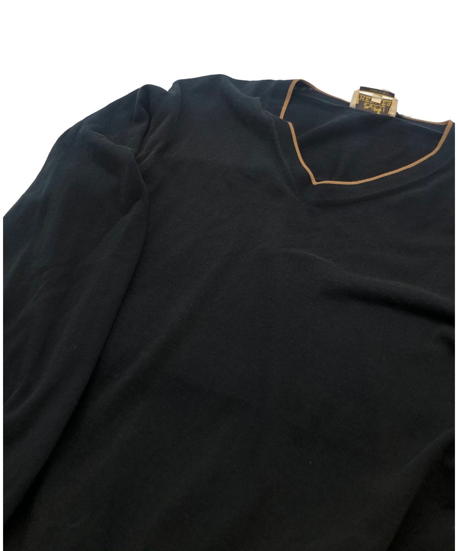 中古・古着通販】HERMES (エルメス) Vネックニット ブラック サイズ:M 