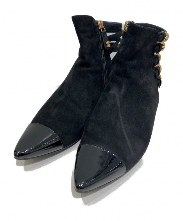 CHANEL スエードアンクルブーツ シャネル 中古・古着通販】CHANEL (シャネル) アンクルブーツ ブラック サイズ