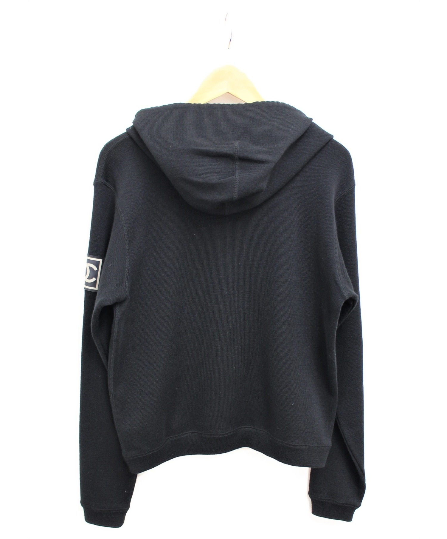 中古・古着通販】CHANEL (シャネル) ニットパーカー ブラック サイズ