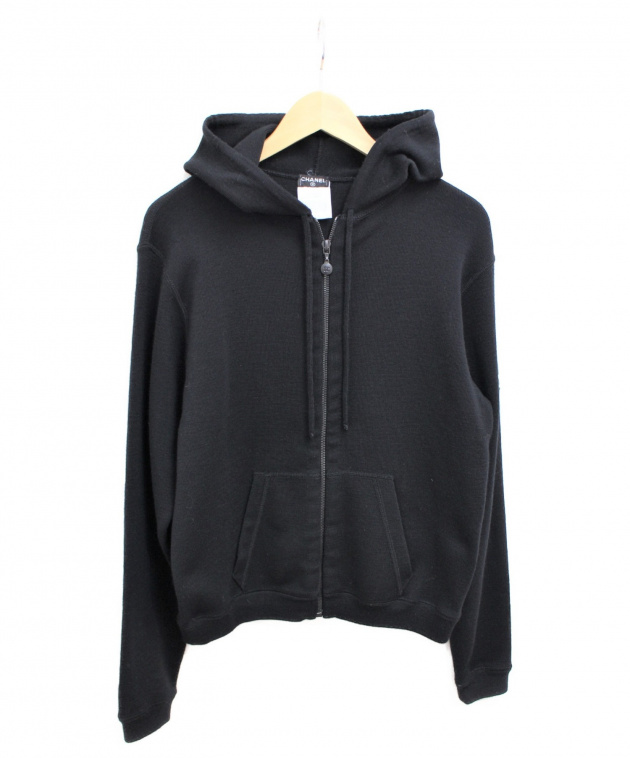CHANEL ブラック パーカー 中古・古着通販】CHANEL (シャネル) ニットパーカー ブラック サイズ