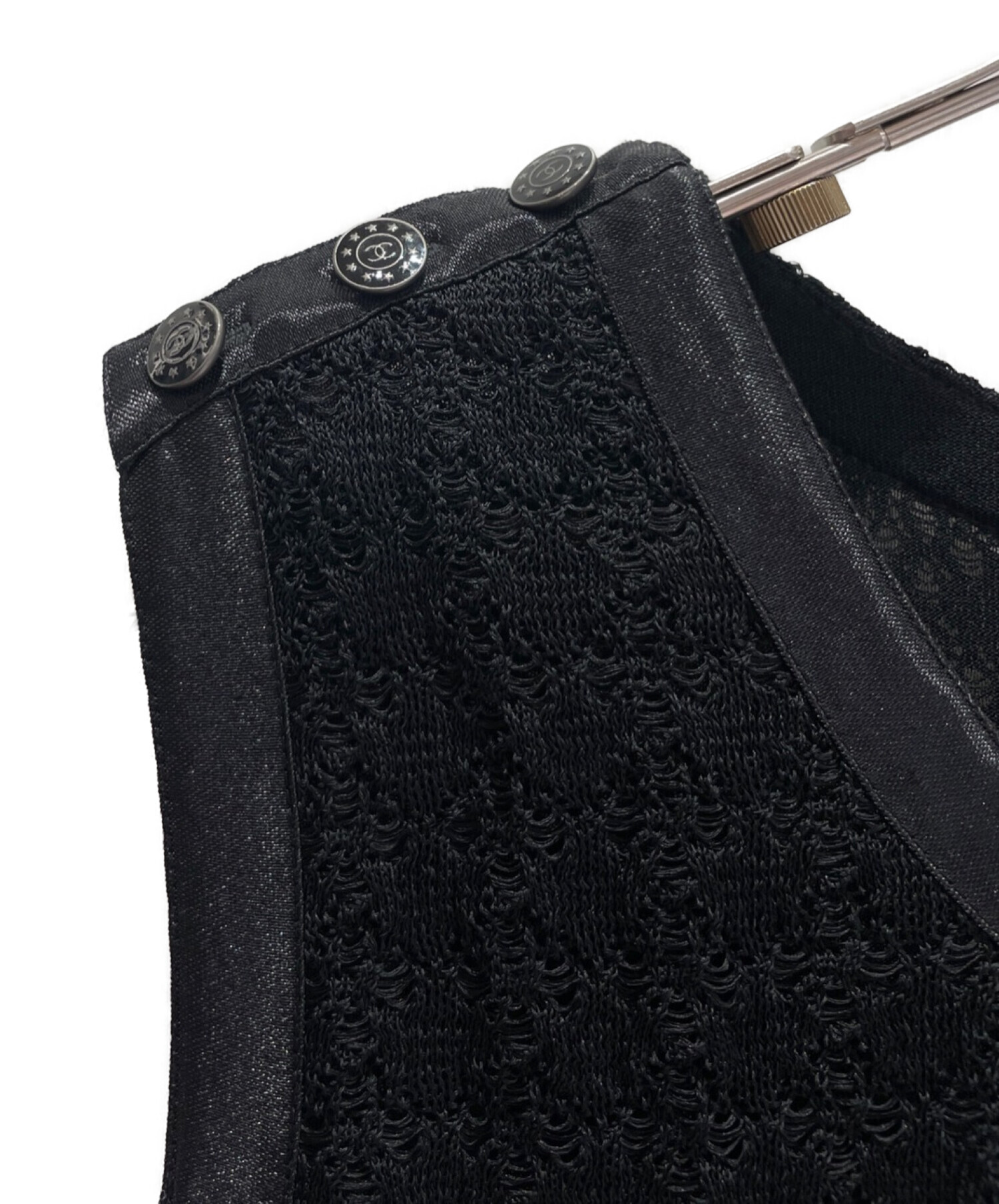 中古・古着通販】CHANEL (シャネル) シルクニットワンピース ブラック