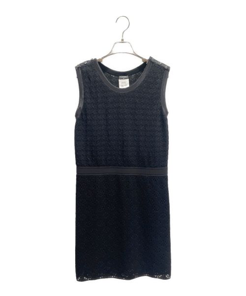 中古・古着通販】CHANEL (シャネル) シルクニットワンピース ブラック