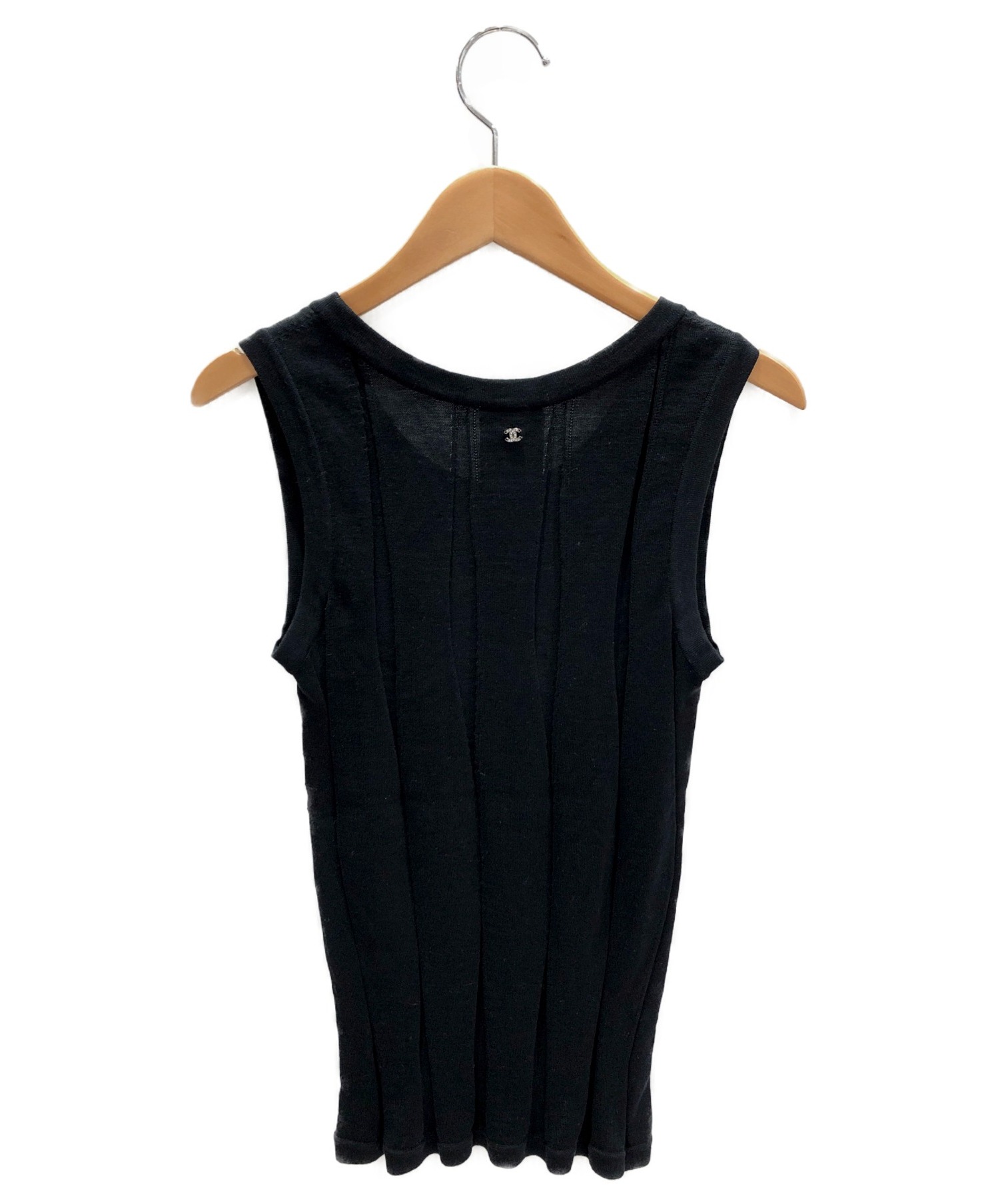 中古・古着通販】CHANEL (シャネル) ニットタンクトップ ブラック 