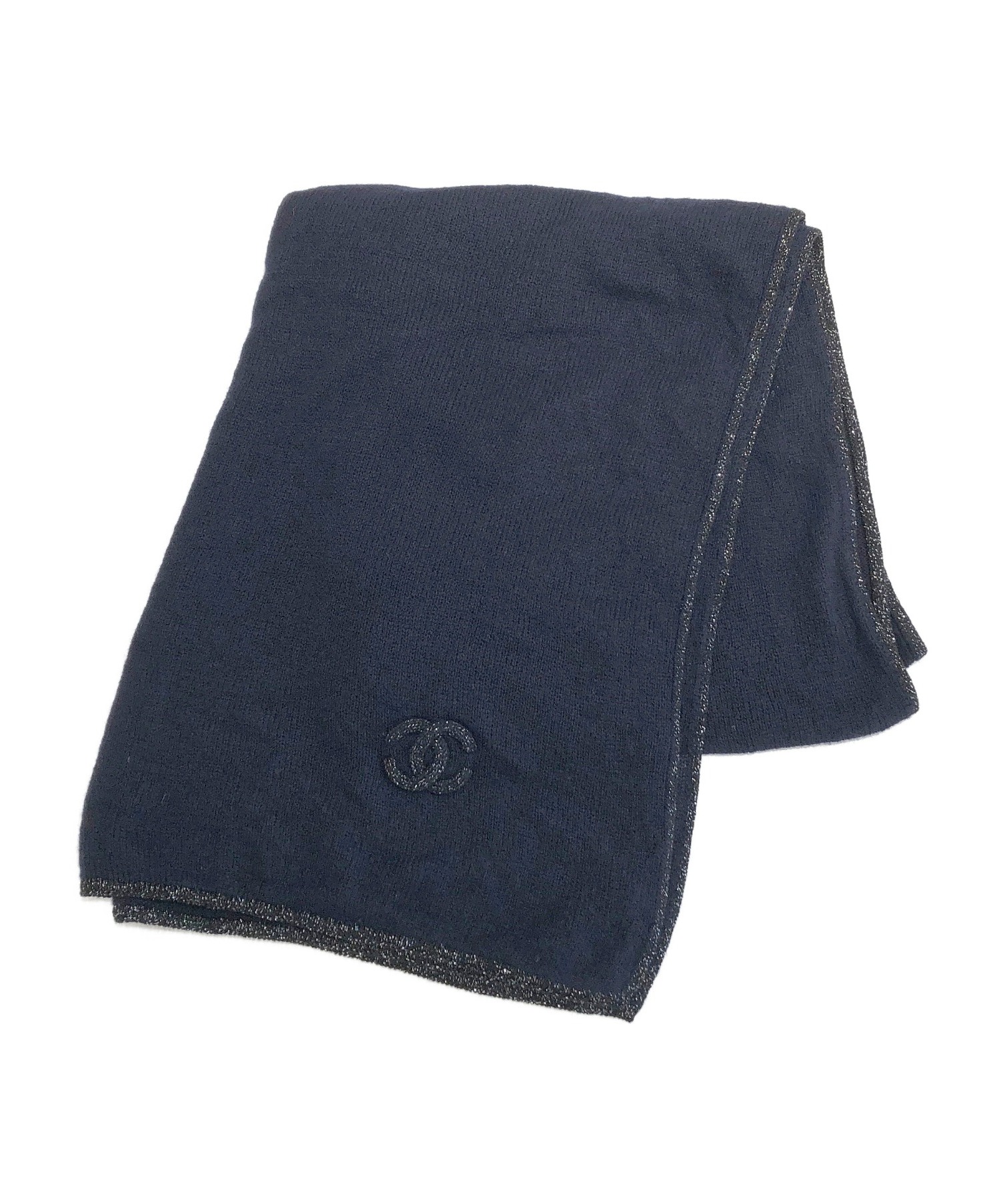 中古・古着通販】CHANEL (シャネル) ココマークストール ネイビー 
