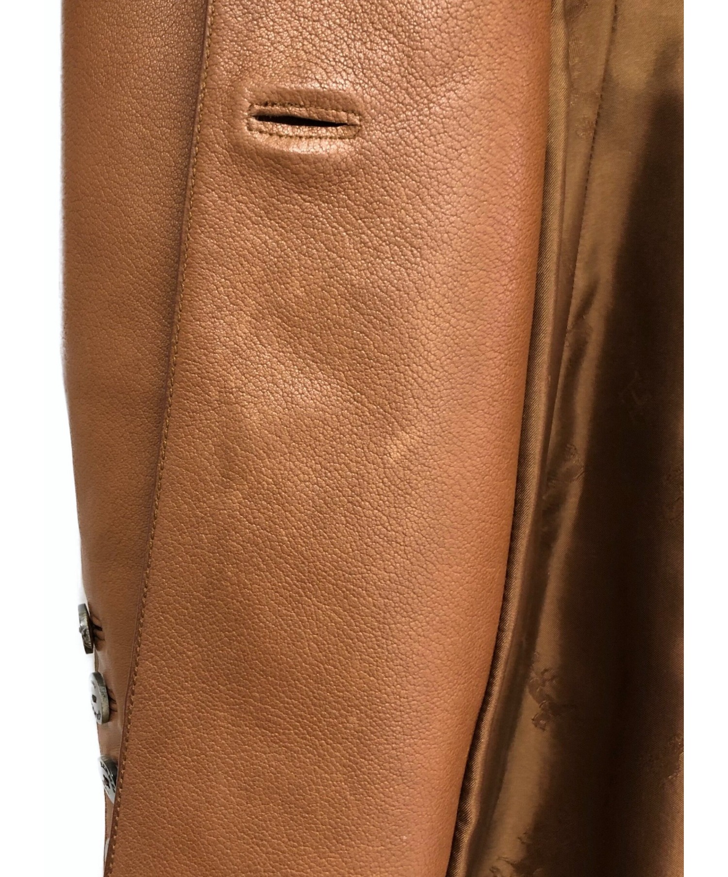 中古・古着通販】HERMES (エルメス) レザーコート ブラウン サイズ 