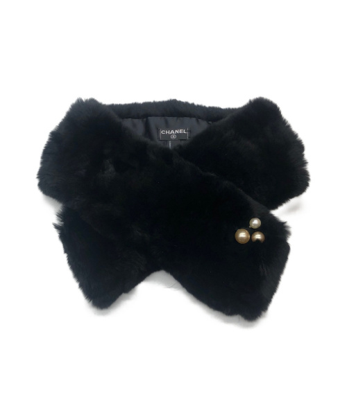 中古・古着通販】CHANEL (シャネル) ラパンファーマフラー ブラック