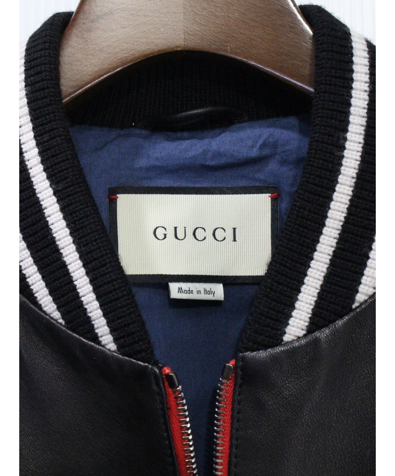中古・古着通販】GUCCI (グッチ) レザー ボンバージャケット サイズ:50