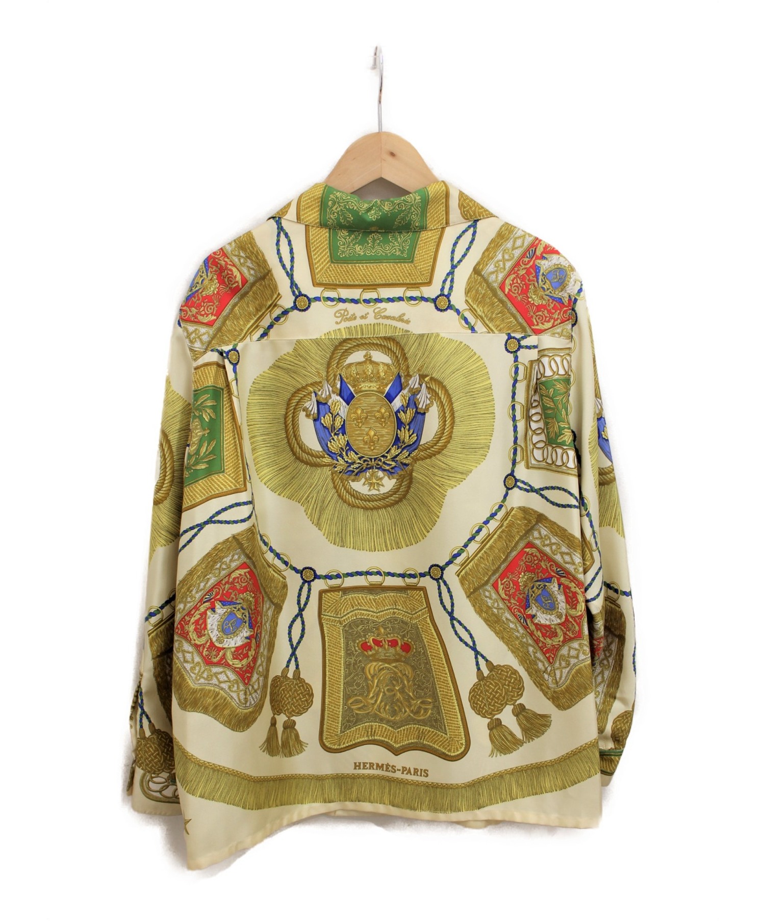 中古・古着通販】HERMES (エルメス) スカーフ柄シルクシャツ ベージュ