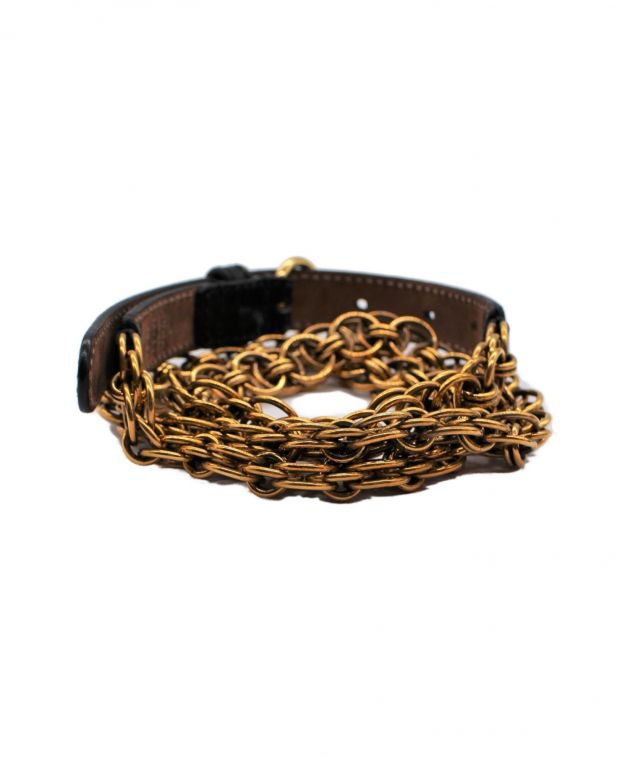中古・古着通販】GUCCI (グッチ) チェーンベルト ブラック×ゴールド