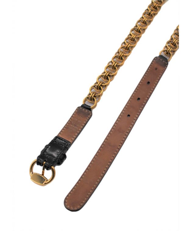 中古・古着通販】GUCCI (グッチ) チェーンベルト ブラック×ゴールド