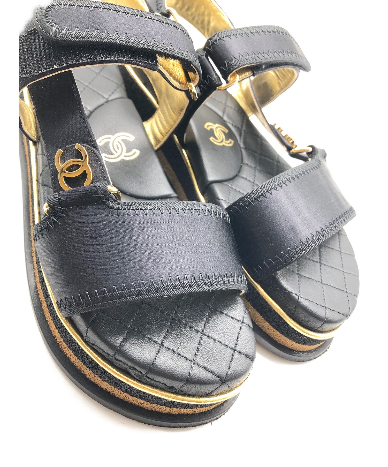 中古・古着通販】CHANEL (シャネル) スポーツサンダル ブラック サイズ