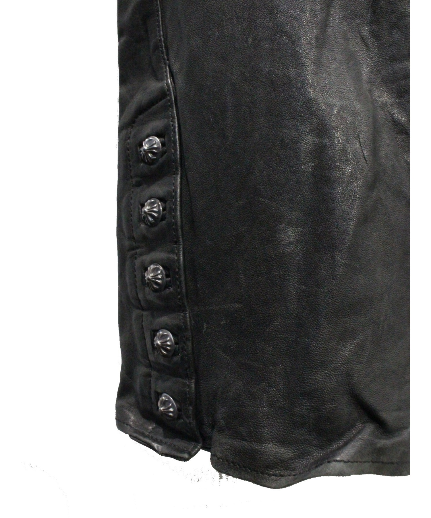 中古・古着通販】CHROME HEARTS (クロムハーツ) レザーフレアパンツ
