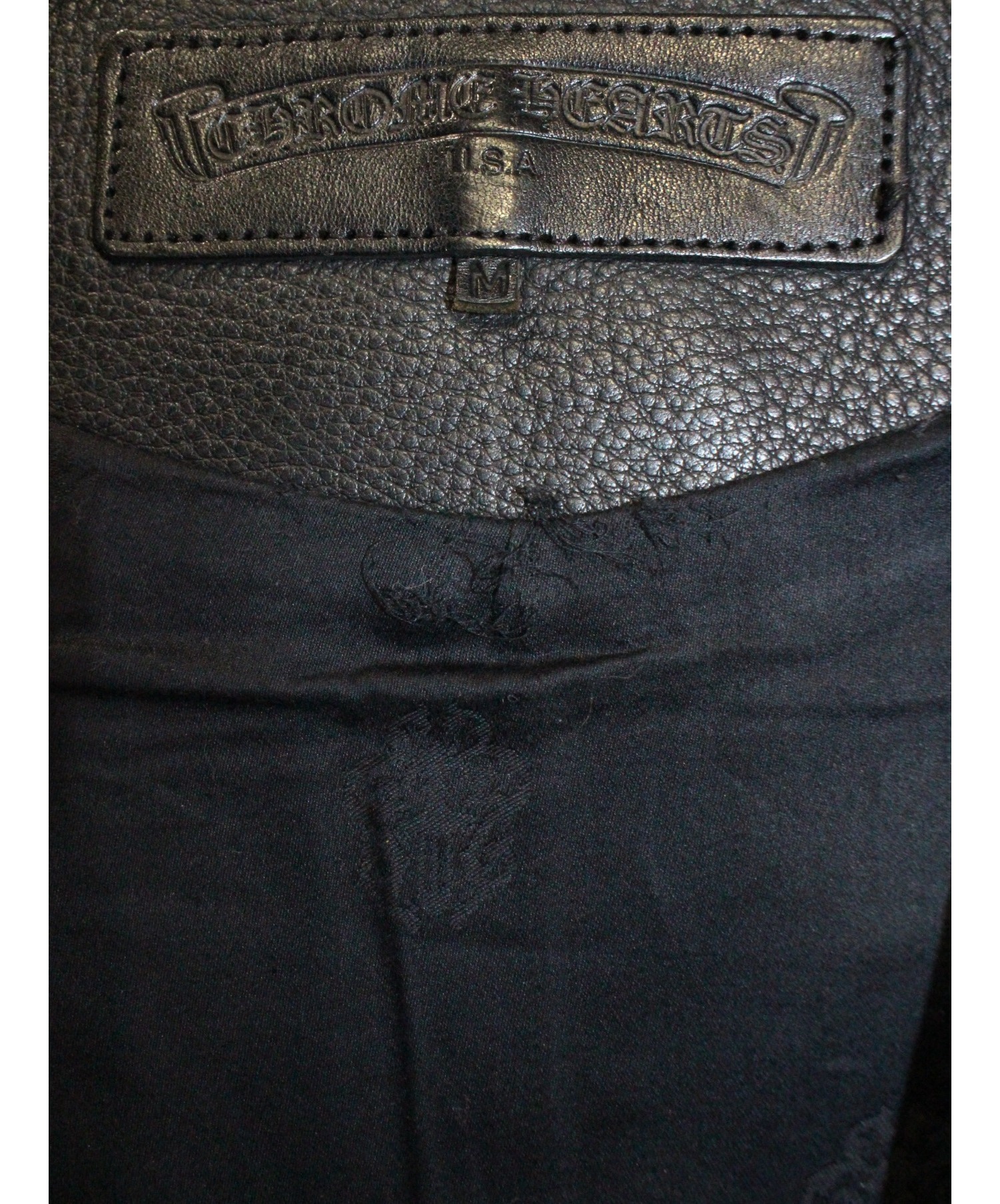 中古・古着通販】CHROME HEARTS (クロムハーツ) レザーベスト ブラック