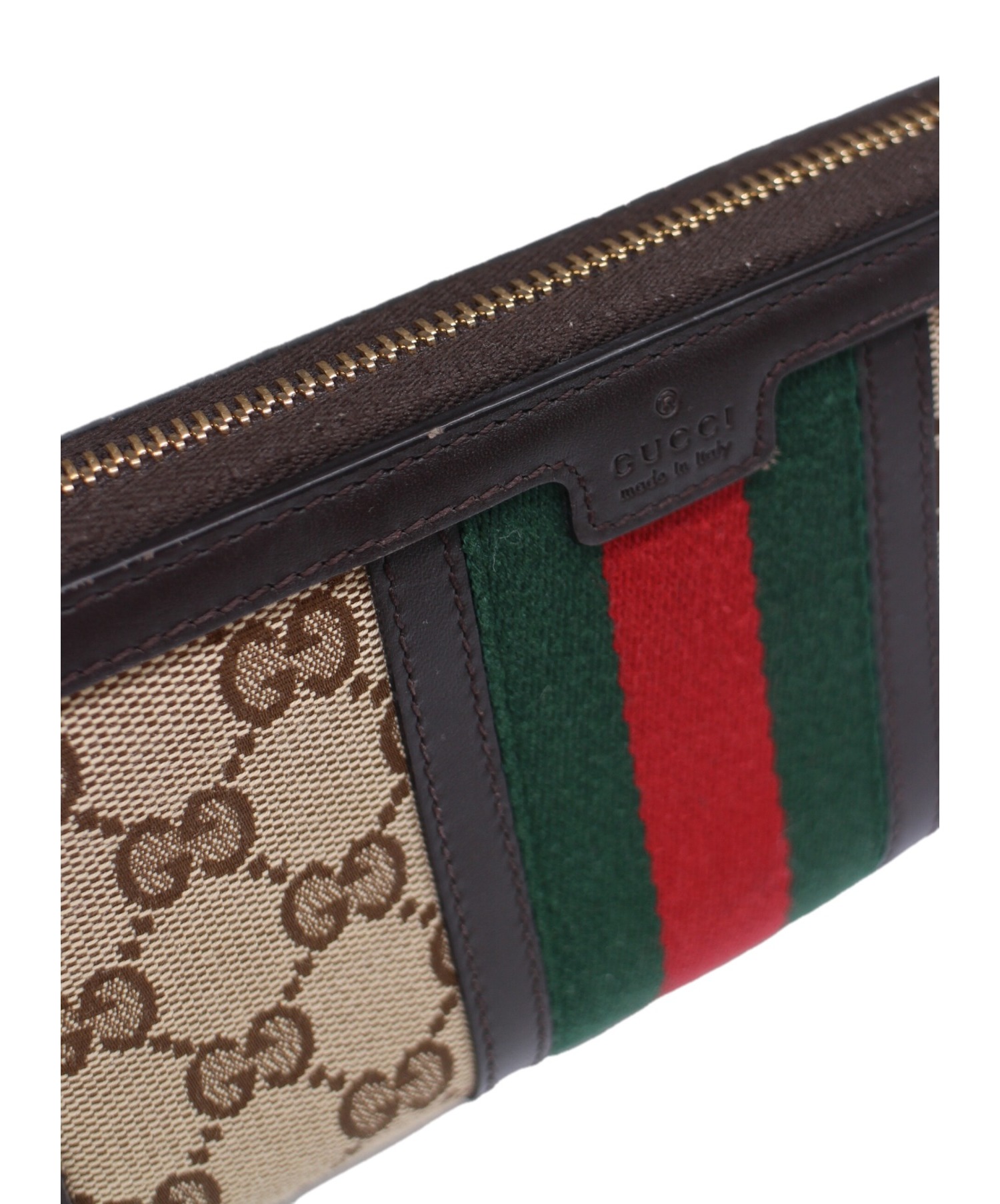 中古・古着通販】GUCCI (グッチ) ラウンドファースナー財布 ベージュ 