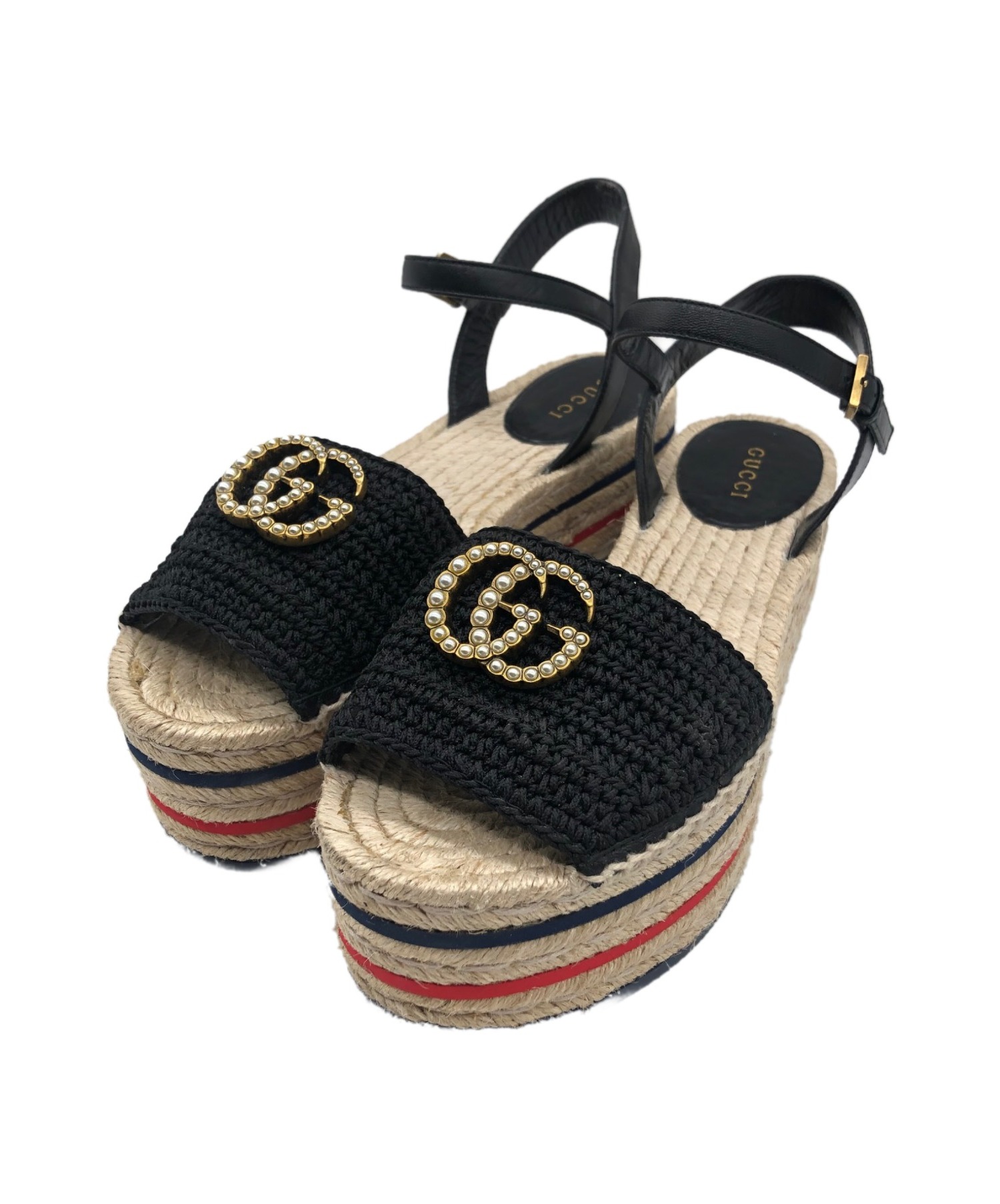 GUCCI　グッチ　プラットフォームサンダル　厚底　黒　エナメル　y2k 中古・古着通販】GUCCI (グッチ) プラットフォームサンダル ブラック