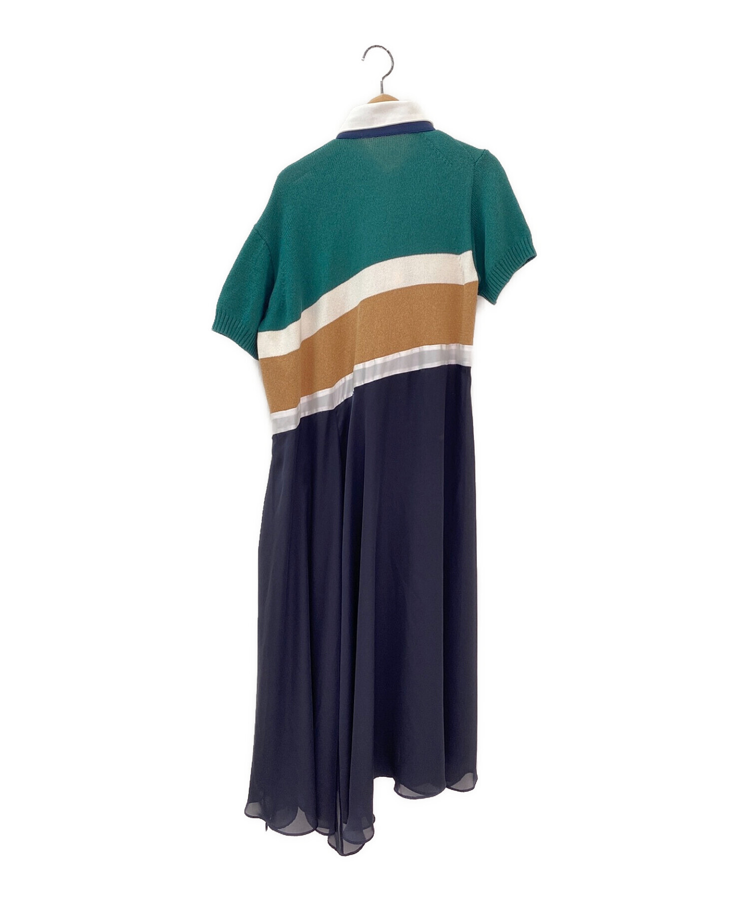 【美品】sacai サカイ ドッキングワンピース 中古・古着通販】sacai (サカイ) ドッキングワンピース ネイビー