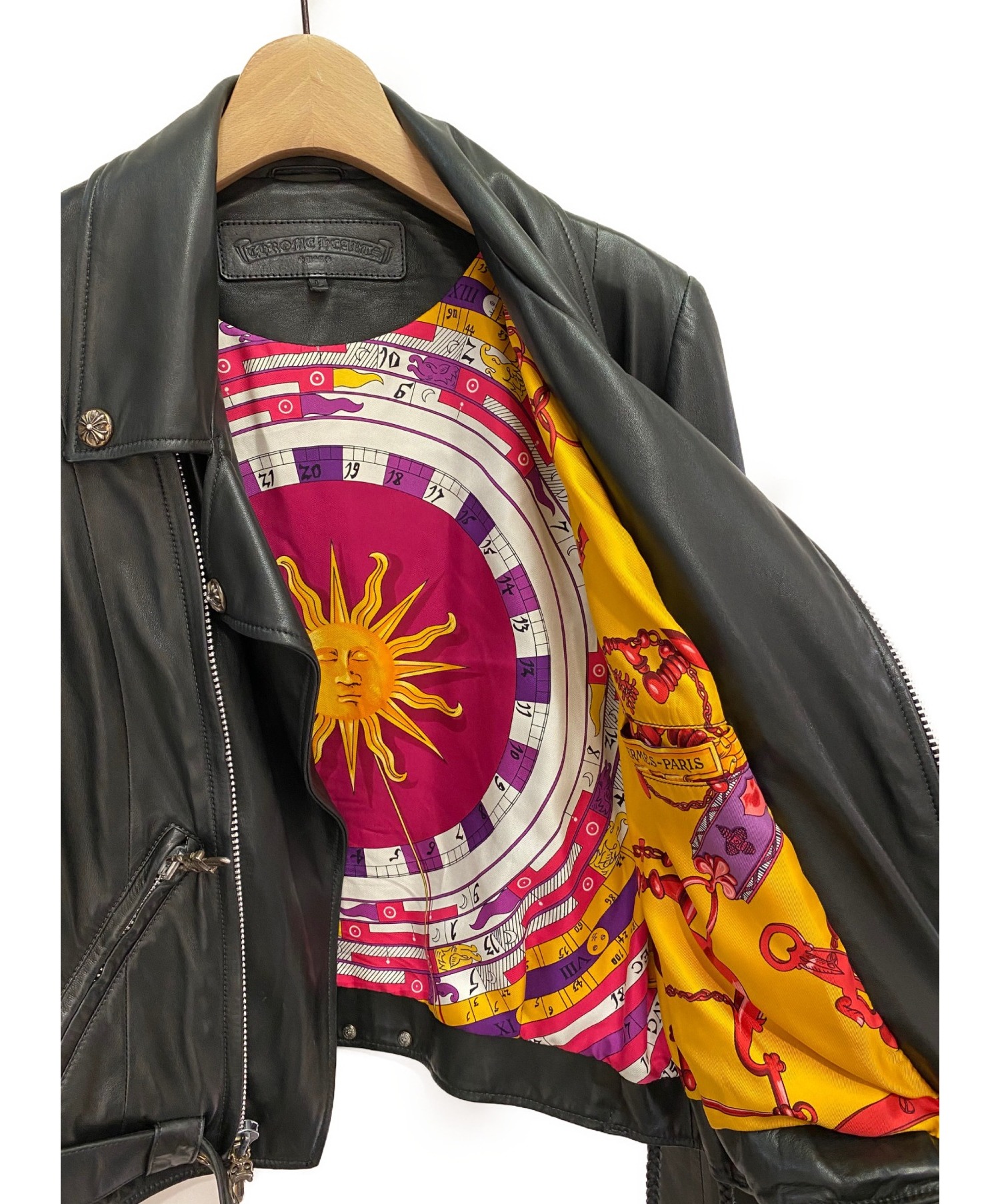 激レア ノベルティーレザー クロムハーツ jjdean ライダース ピンクラメ 中古・古着通販】CHROME HEARTS (クロムハーツ) JJ DEANライダース