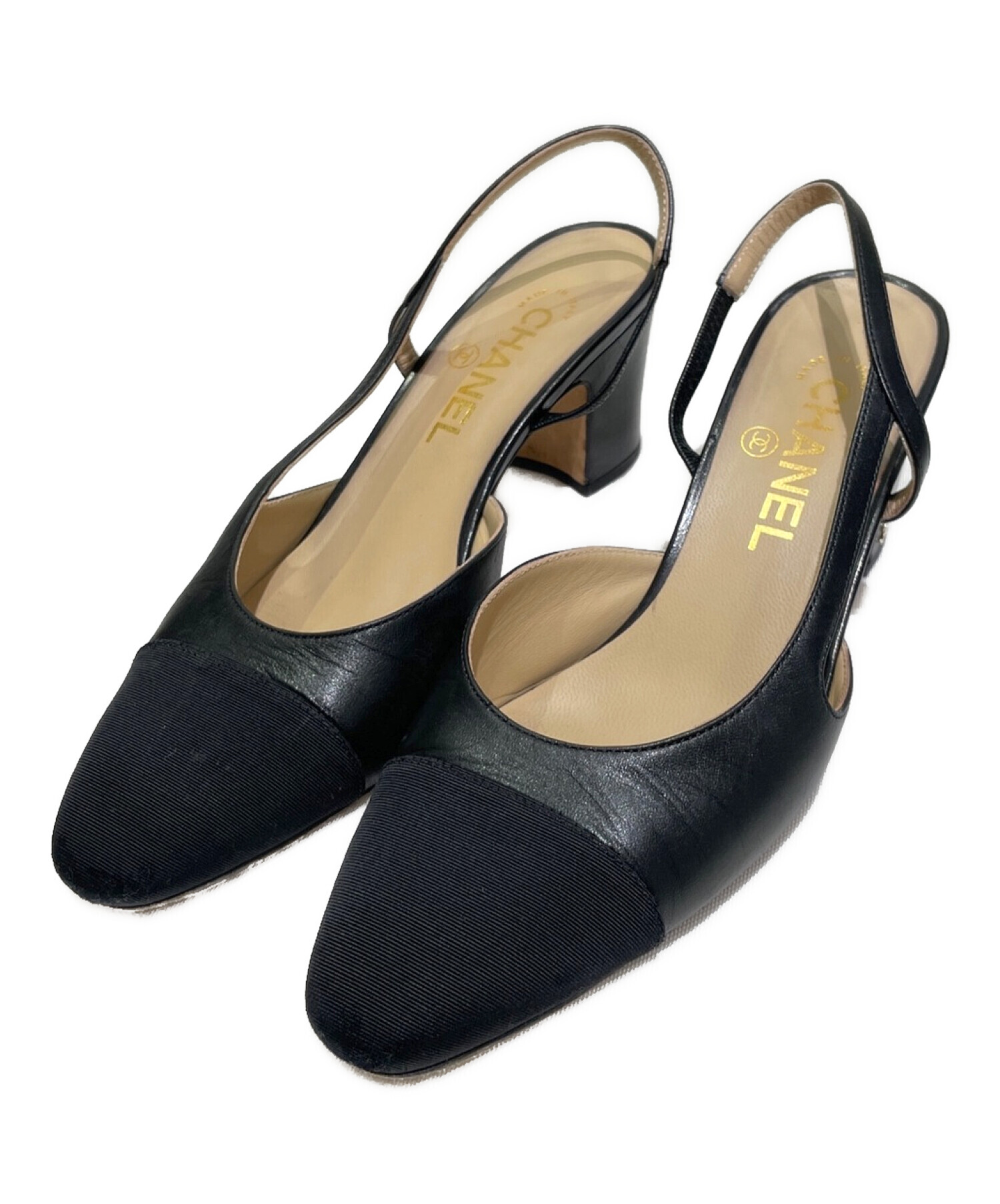 小さいサイズ☆CHANEL【シャネル】ココマーク♡バックストラップパンプス 黒 シャネル バックストラップパンプス 小さいサイズ☆CHANELシャネルココ