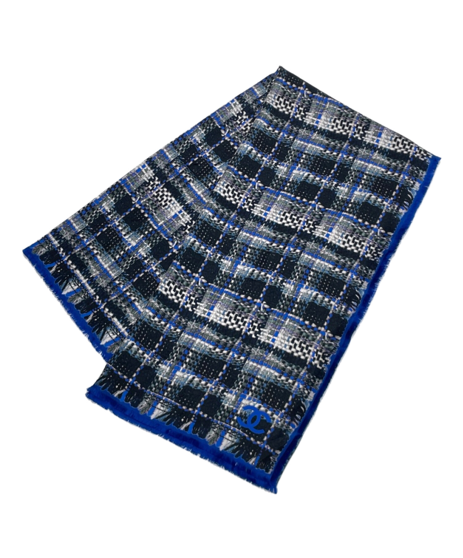 中古・古着通販】CHANEL (シャネル) ツイード柄大判シルクスカーフ