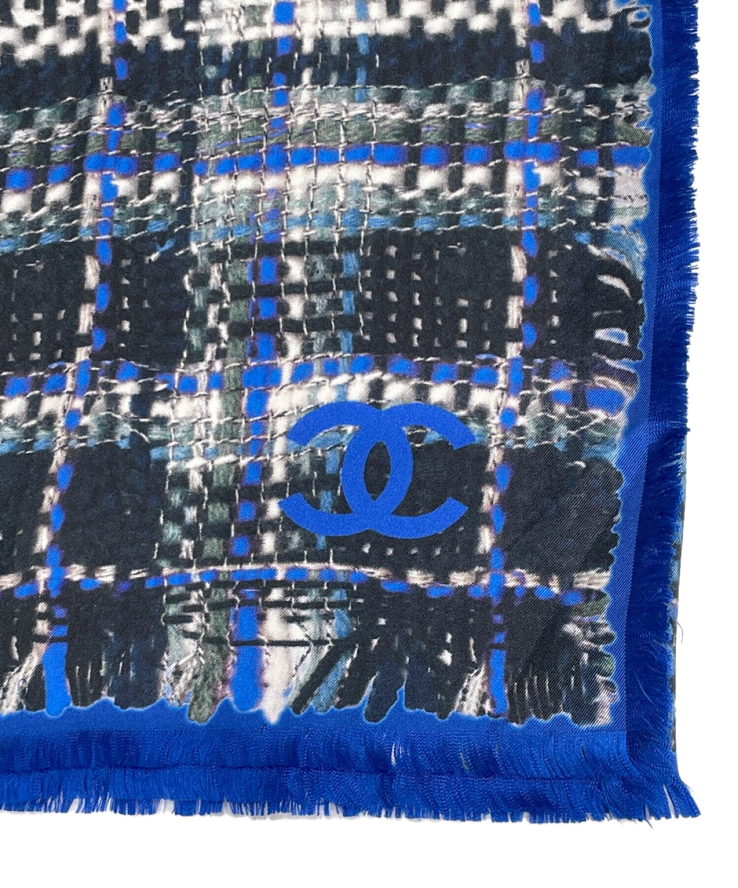 中古・古着通販】CHANEL (シャネル) ツイード柄大判シルクスカーフ