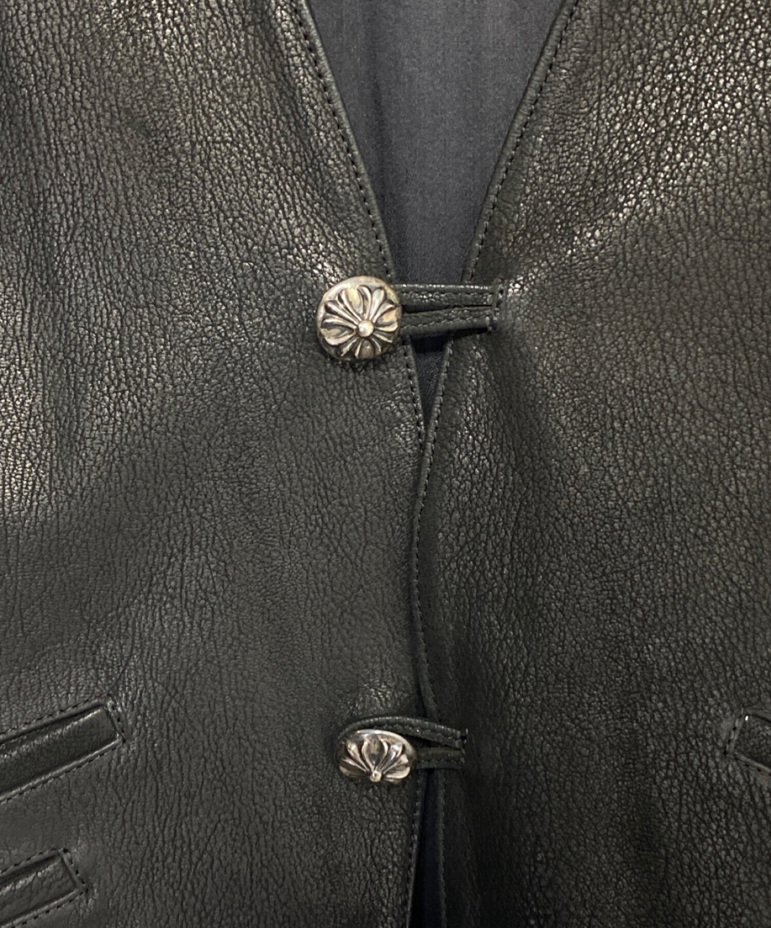 中古・古着通販】CHROME HEARTS (クロムハーツ) レザーベスト ブラック