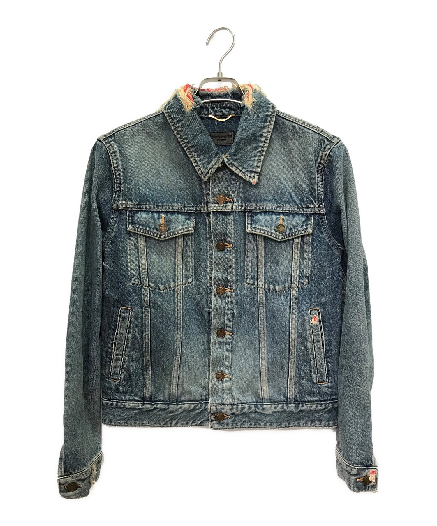 SAINT LAURENT PARIS デニムジャケット ダメージ加工 XS 中古・古着通販】Saint Laurent Paris (サンローランパリ) ダメージ