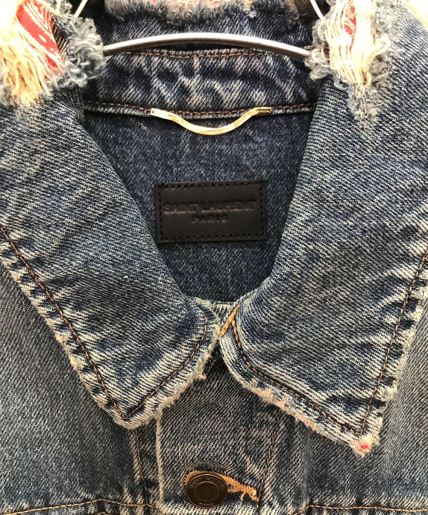 SAINT LAURENT PARIS デニムジャケット ダメージ加工 XS 中古・古着通販】Saint Laurent Paris (サンローランパリ) ダメージ