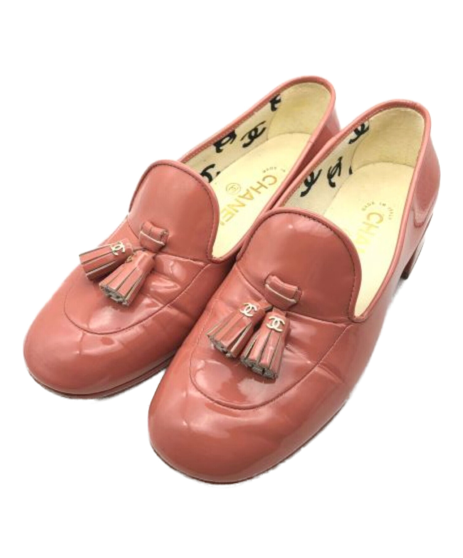 中古・古着通販】CHANEL (シャネル) エナメルタッセルシューズ ピンク 