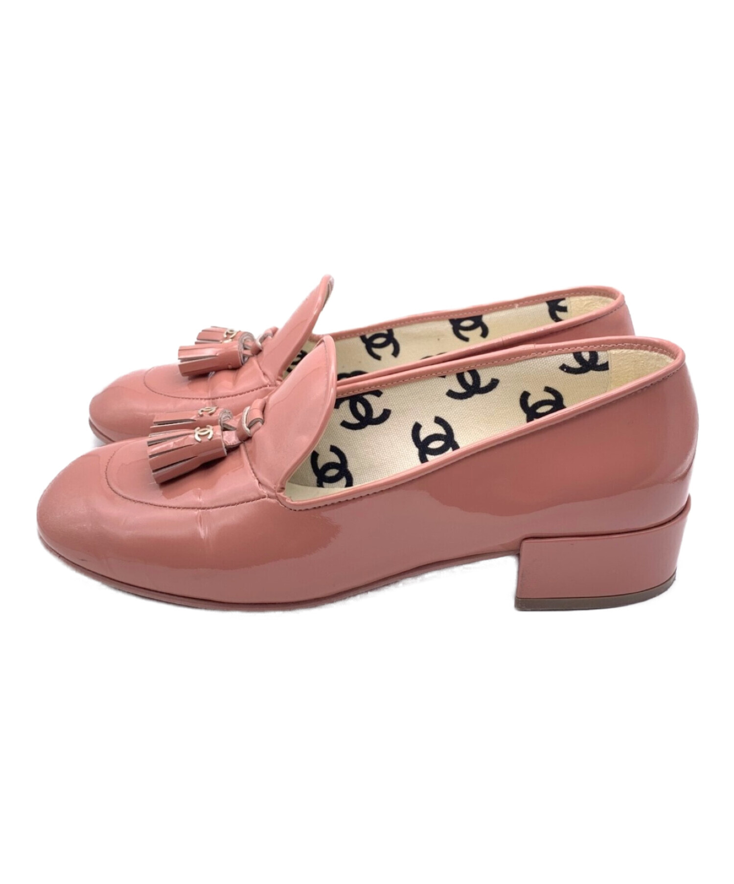 中古・古着通販】CHANEL (シャネル) エナメルタッセルシューズ ピンク 