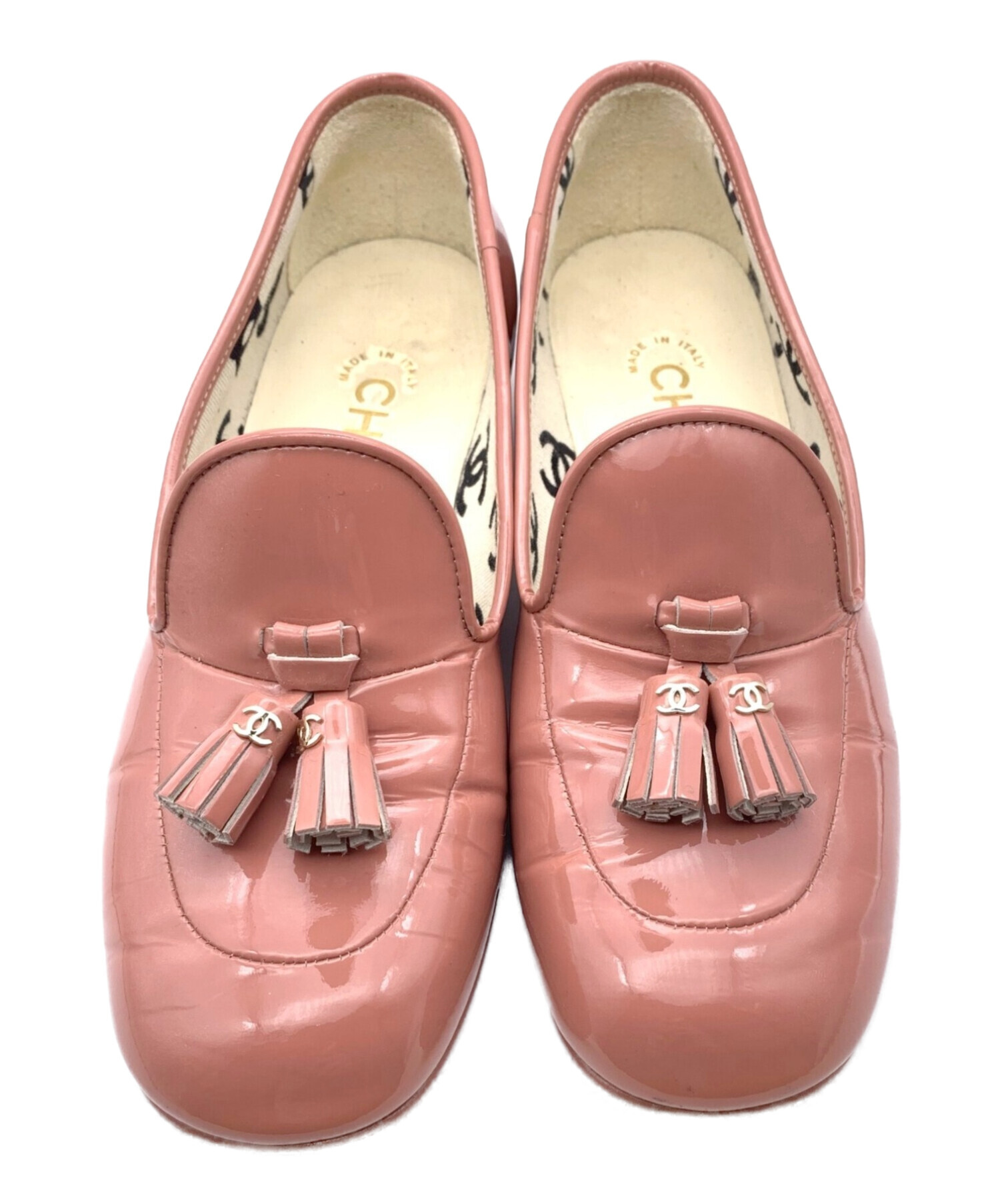 中古・古着通販】CHANEL (シャネル) エナメルタッセルシューズ ピンク 