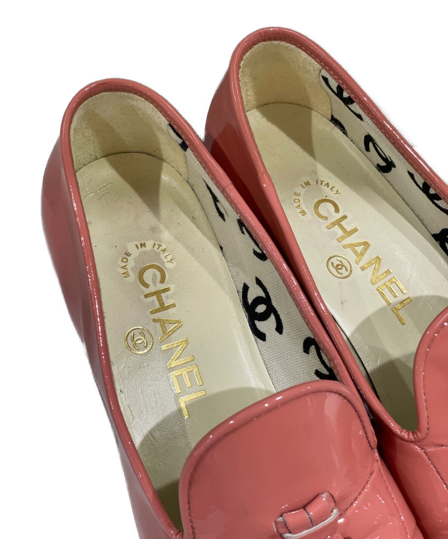 中古・古着通販】CHANEL (シャネル) エナメルタッセルシューズ ピンク 