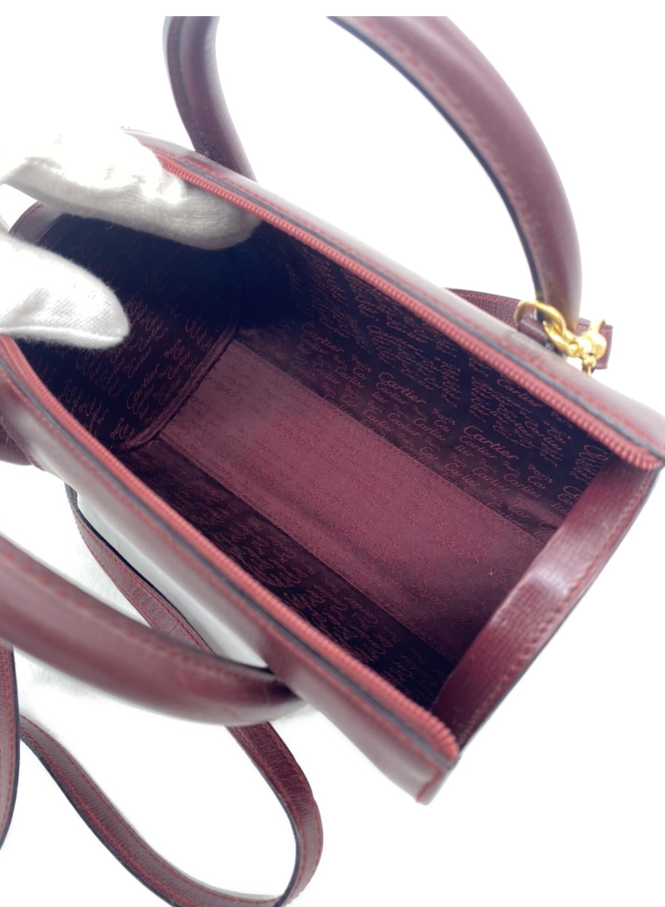 中古・古着通販】Cartier (カルティエ) ミニボストンバッグ ボルドー