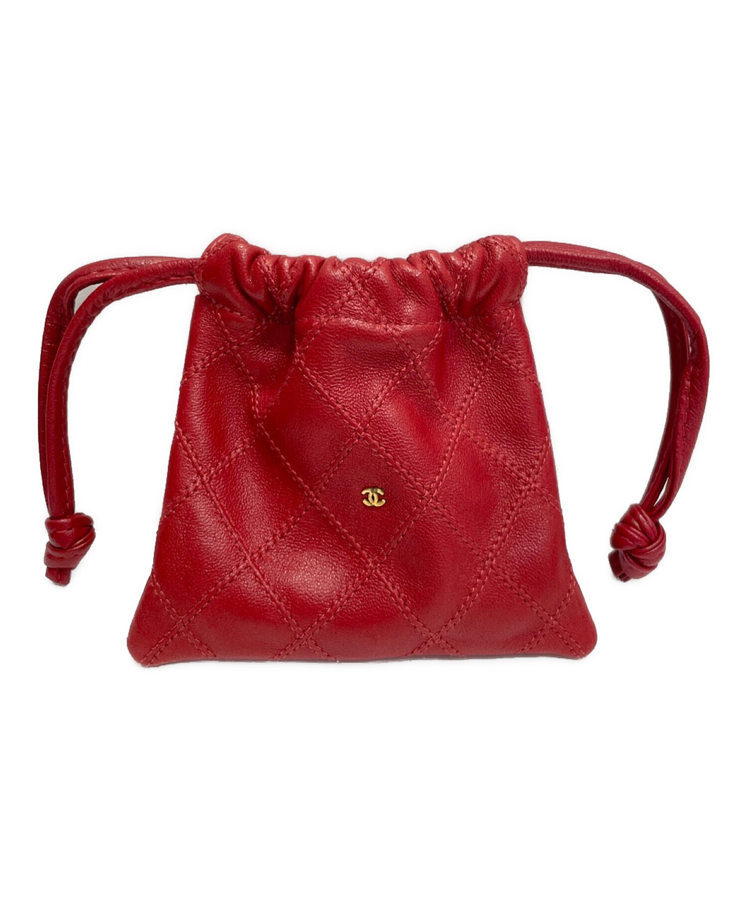 中古・古着通販】CHANEL (シャネル) 巾着ポーチ レッド｜ブランド