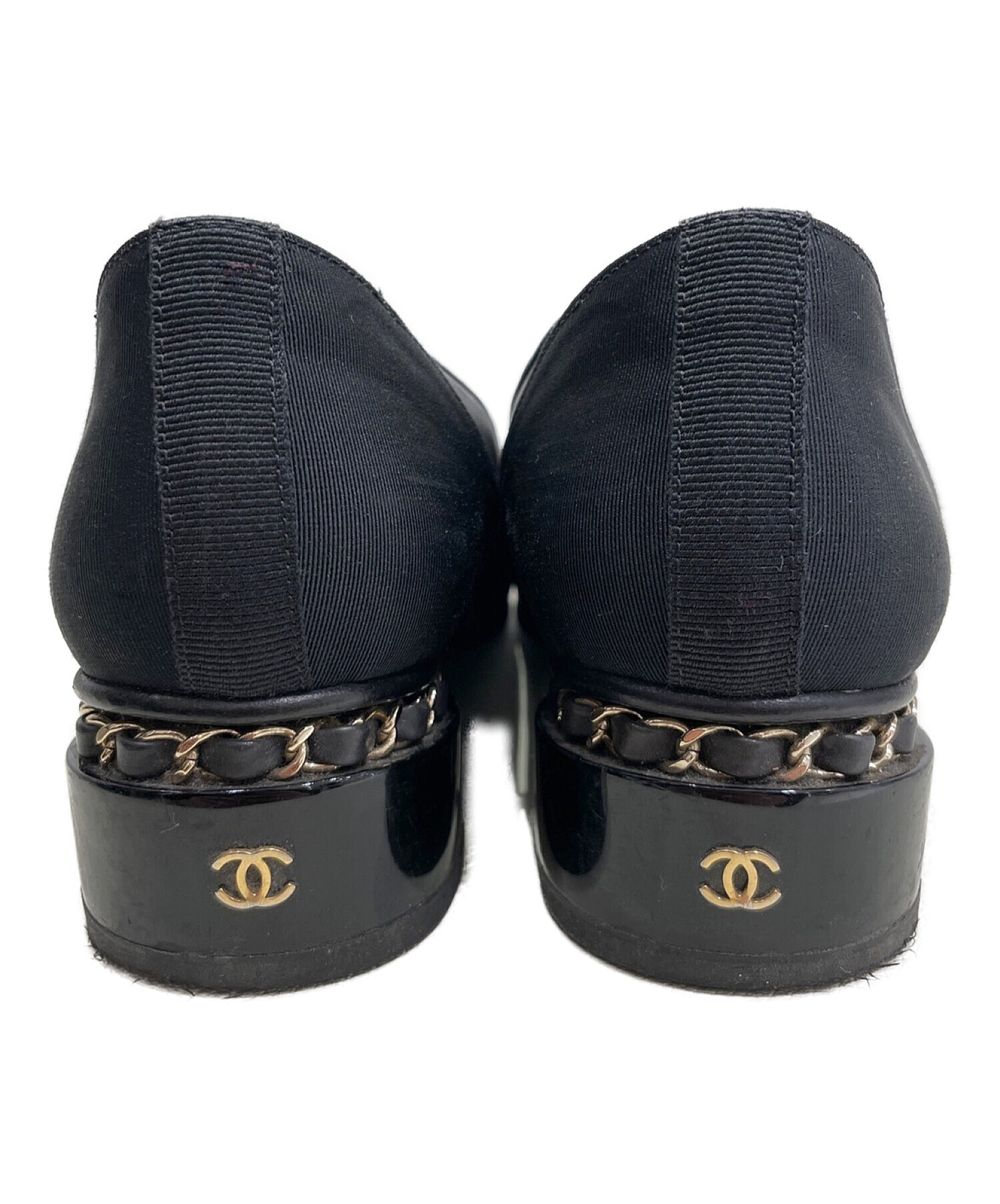 中古・古着通販】CHANEL (シャネル) チェーンヒールパンプス ブラック
