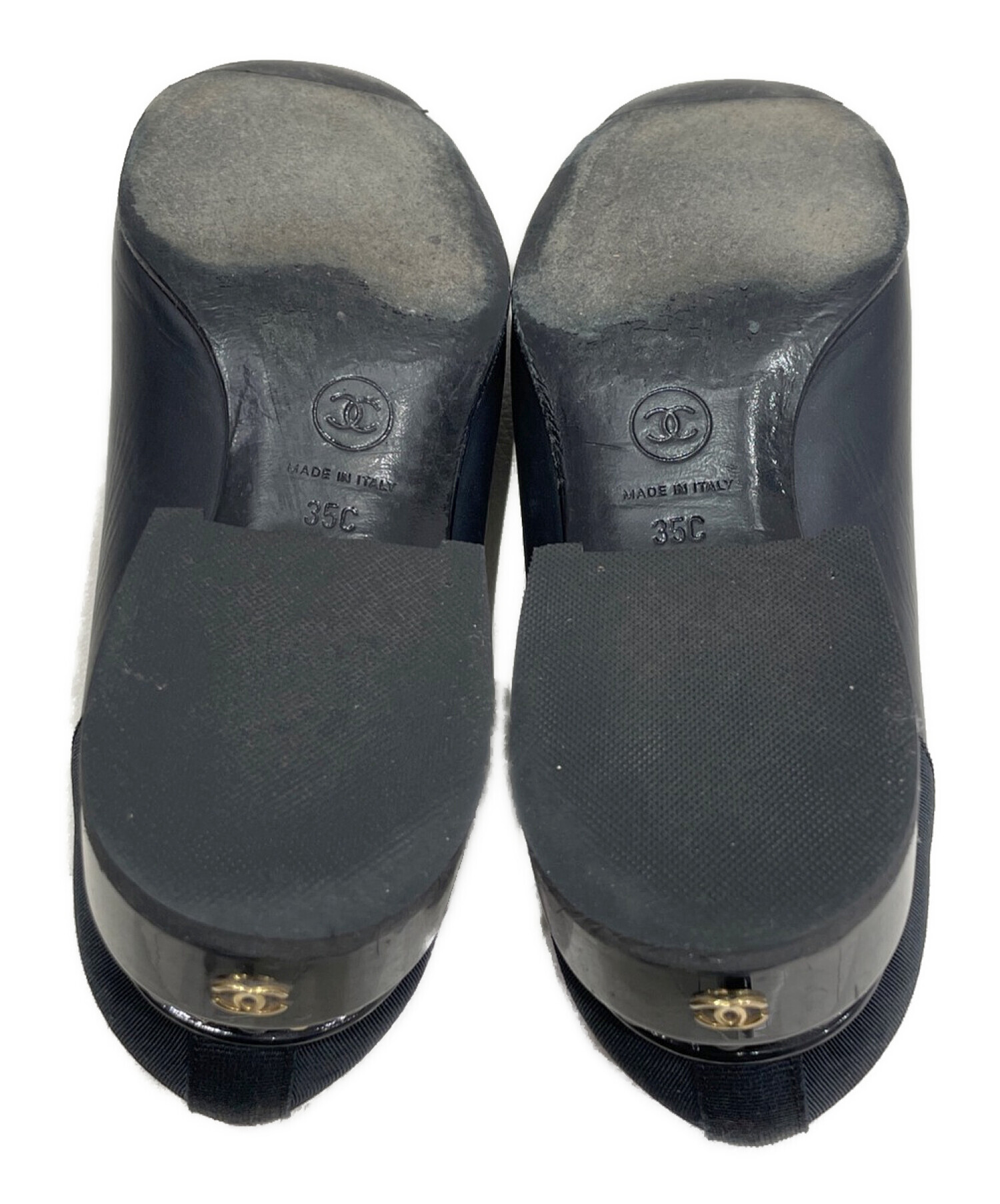 中古・古着通販】CHANEL (シャネル) チェーンヒールパンプス ブラック