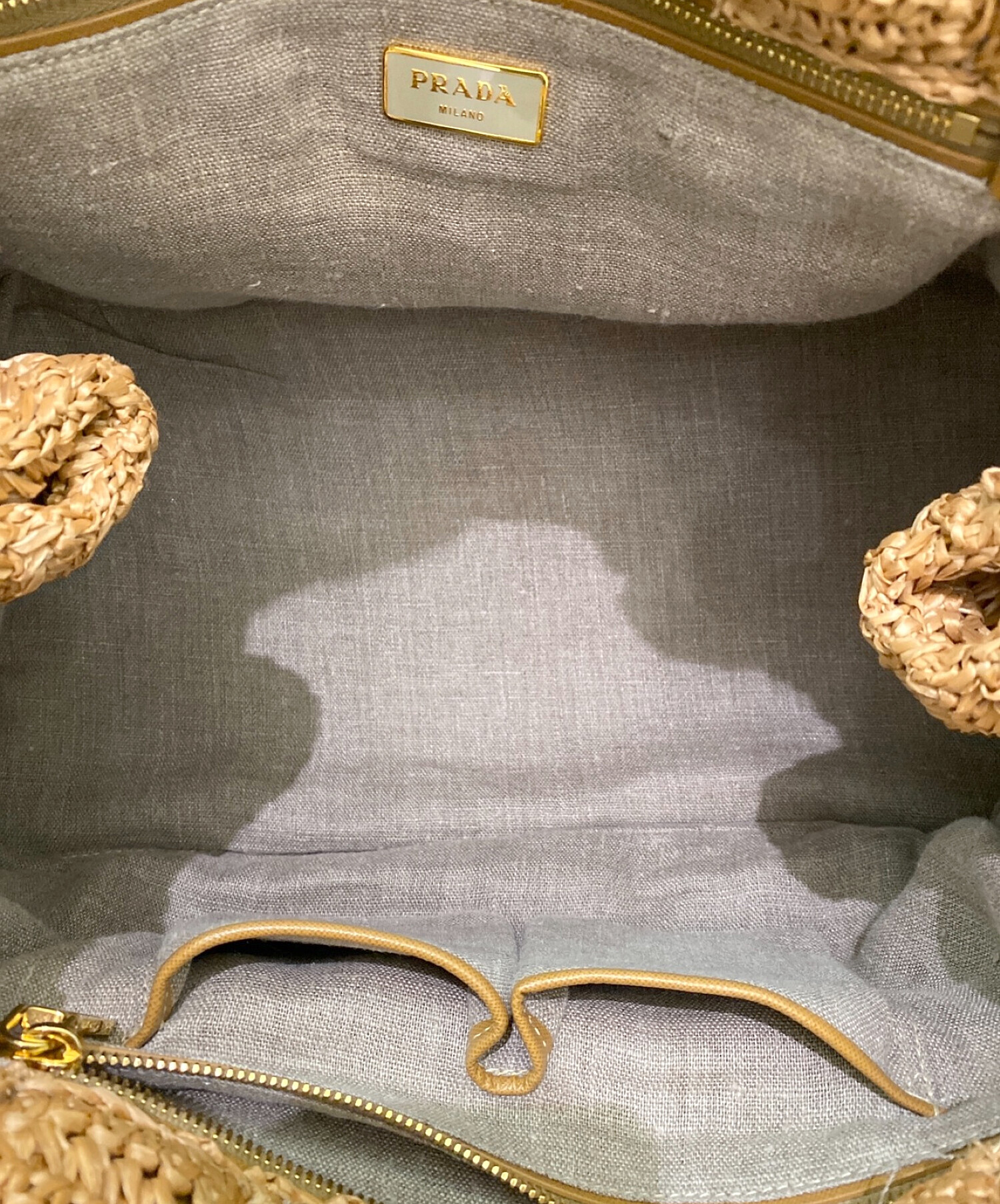 中古・古着通販】PRADA (プラダ) ラフィアトートバッグ ナチュラル