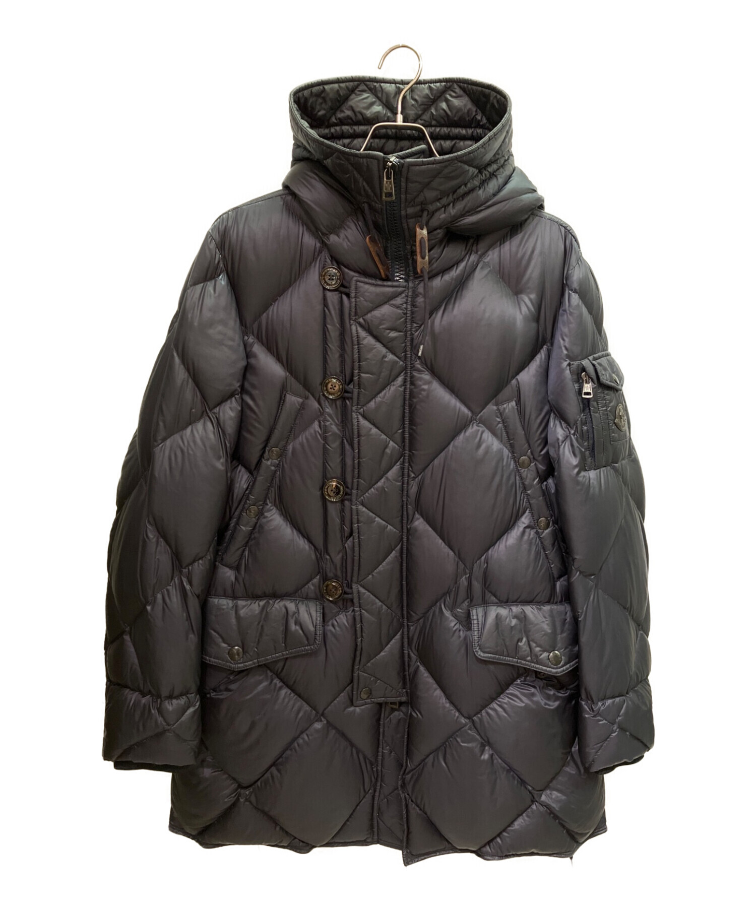モンクレールフード付き ラバーハーフコート 中古・古着通販】MONCLER (モンクレール) ハーフダウンコート ネイビー