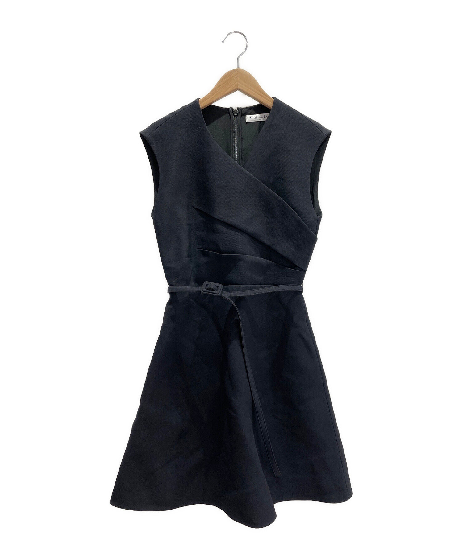 christian diorディオール カシュクールウールドレス34黒