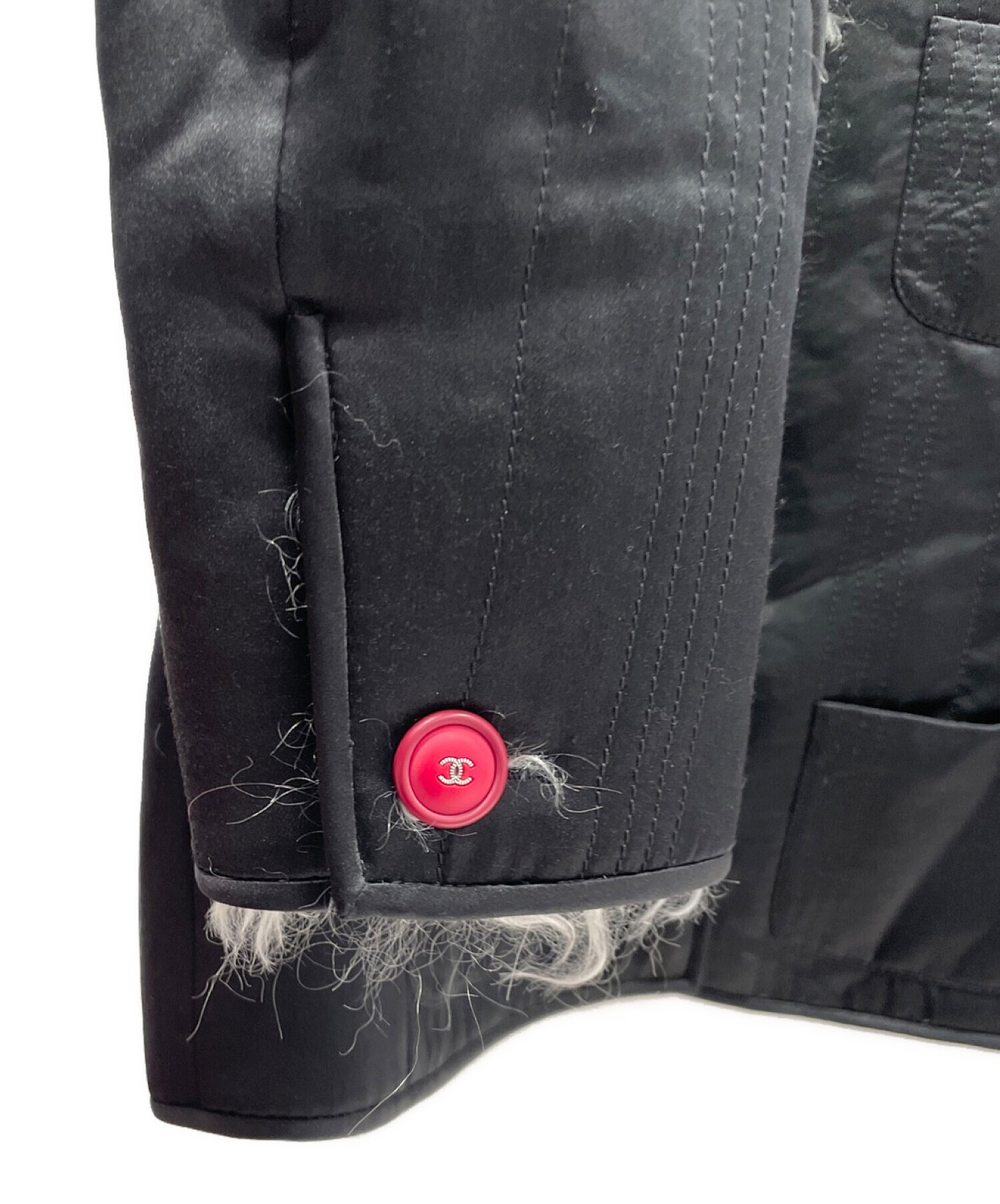 出品は1月6日まで　CHANEL ブラック　シルクコート　サイズ38 中古・古着通販】CHANEL (シャネル) ノーカラーモヘアジャケット