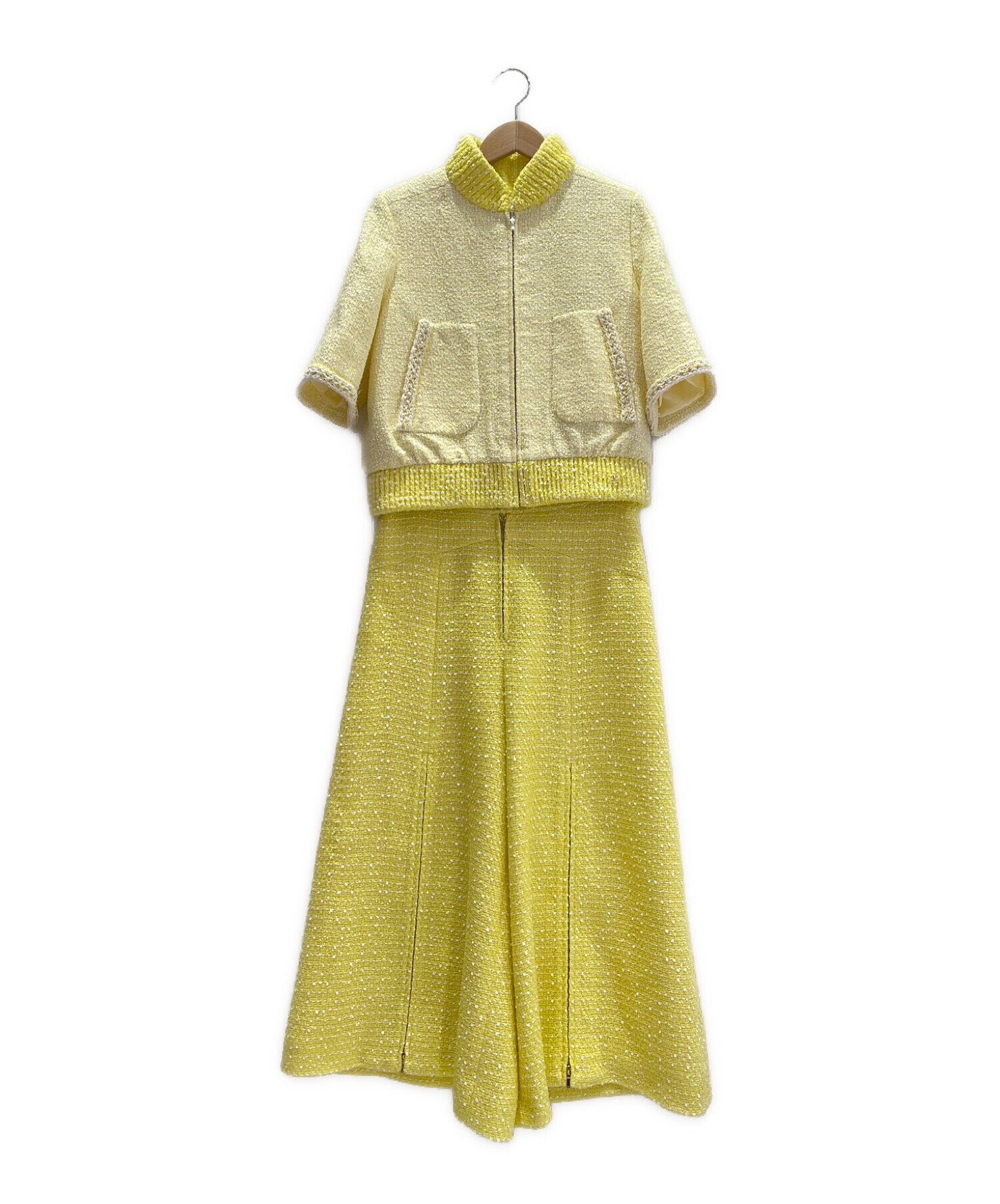 美品★CHANEL★ツイード★カフス★綺麗色★ジャケット★ブルゾン 中古・古着通販】CHANEL (シャネル) ツイードセットアップ