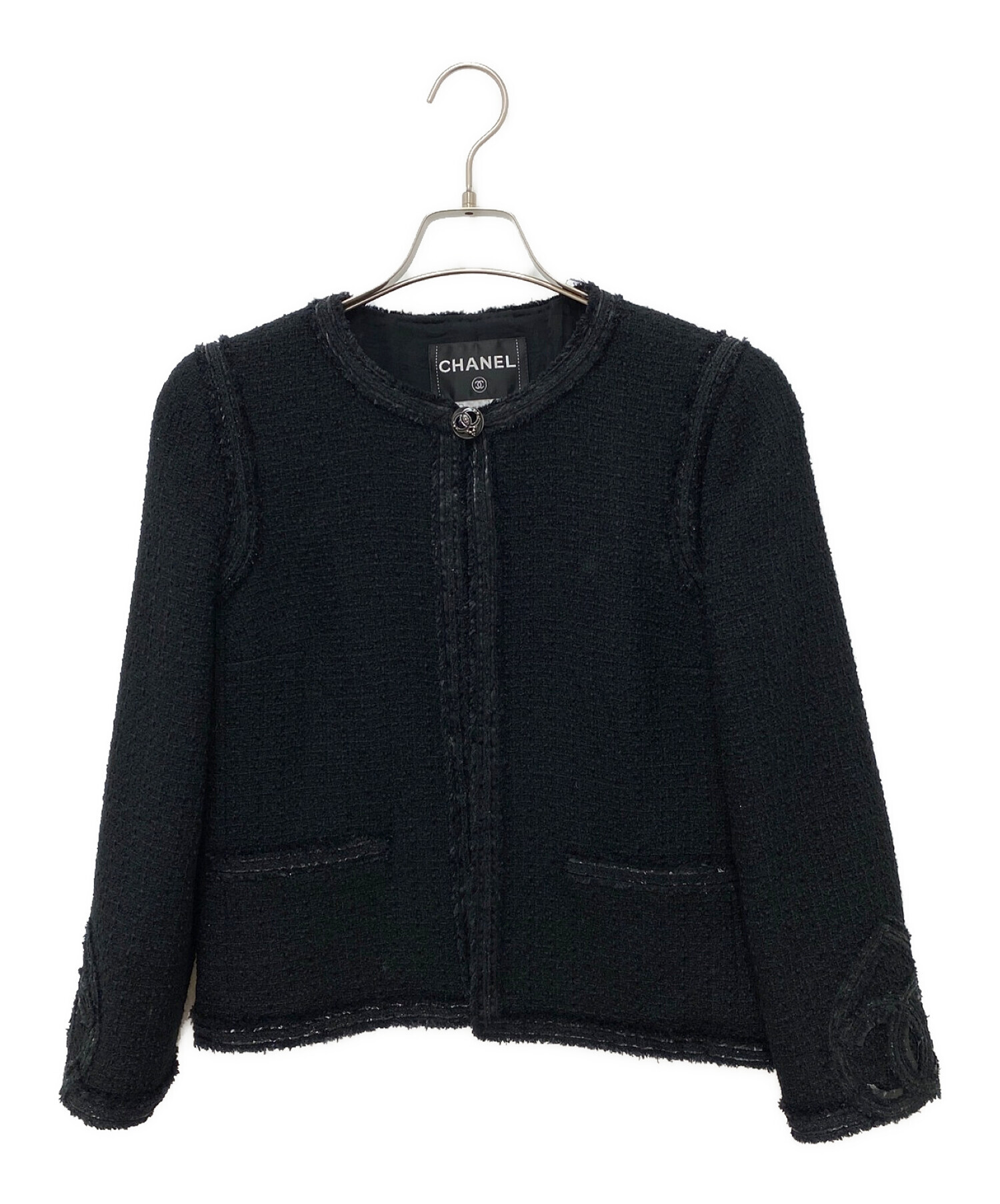 中古・古着通販】CHANEL (シャネル) ツイードセットアップ ブラック 中古・古着通販】CHANEL (シャネル) ツイードセットアップ ブラック