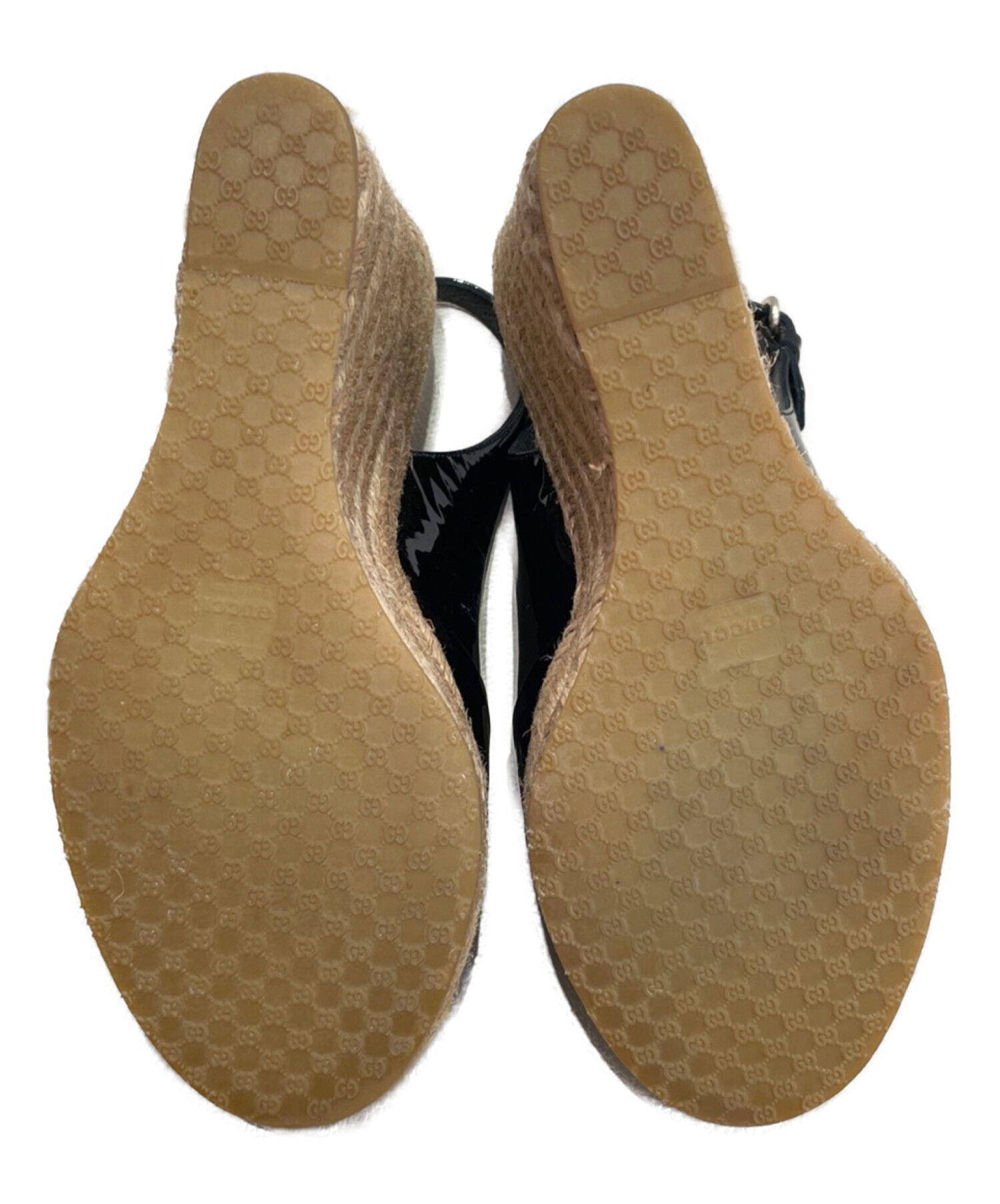 中古・古着通販】GUCCI (グッチ) ウェッジソールサンダル ブラック 
