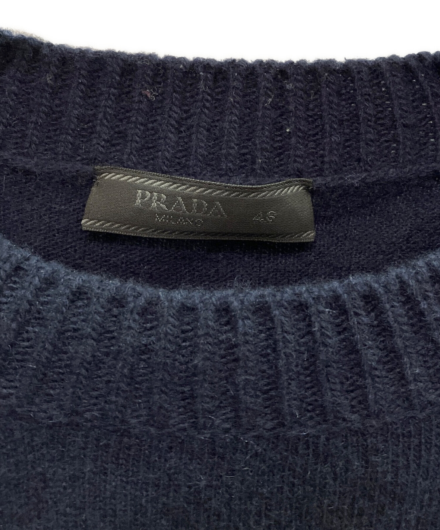 中古・古着通販】PRADA (プラダ) ウールカシミヤエルボーパッチニット 