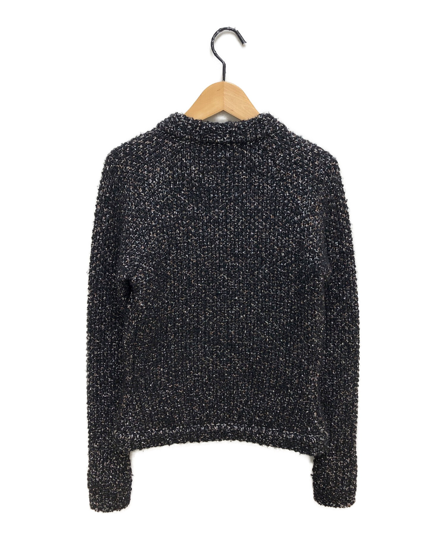 中古・古着通販】CHANEL (シャネル) ニットジャケット ブラック サイズ
